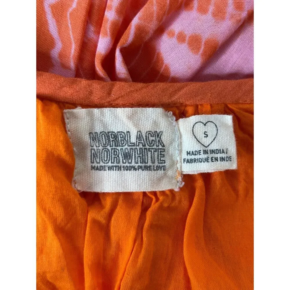 Anthropologie Norblack Norwhite Women's Orange Pink Flowy Tie Dye Maxi Dress S - Picture 5 of 10